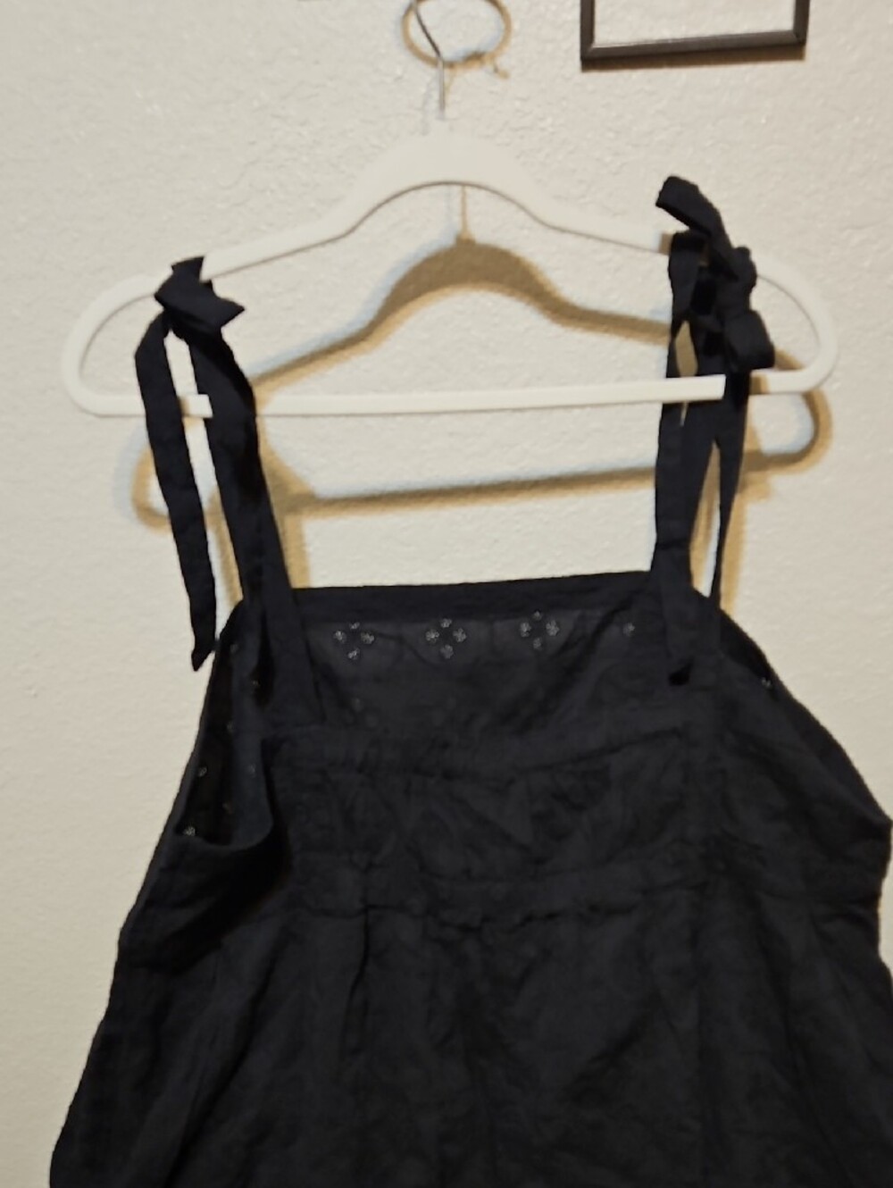 Old Navy Black Eyelet Tie-Shoulder Midi Dress - Picture 5 of 9